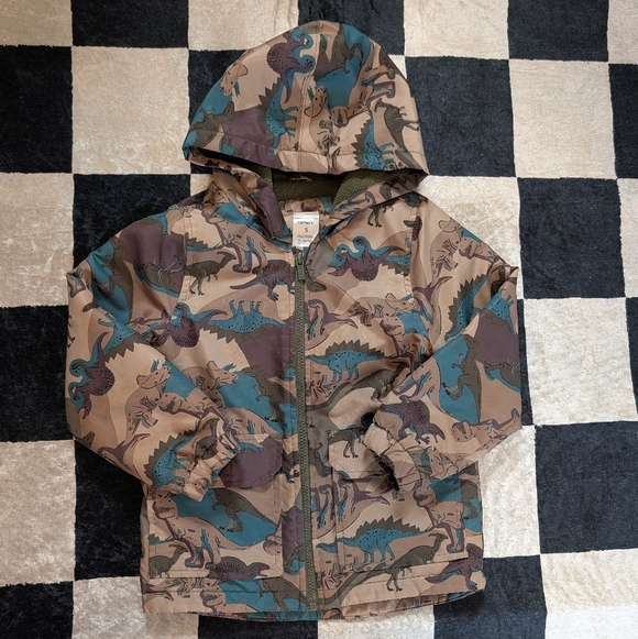 Carter's Dinosaur Print Kids Jacket - Brown and Green - Picture 1 of 3